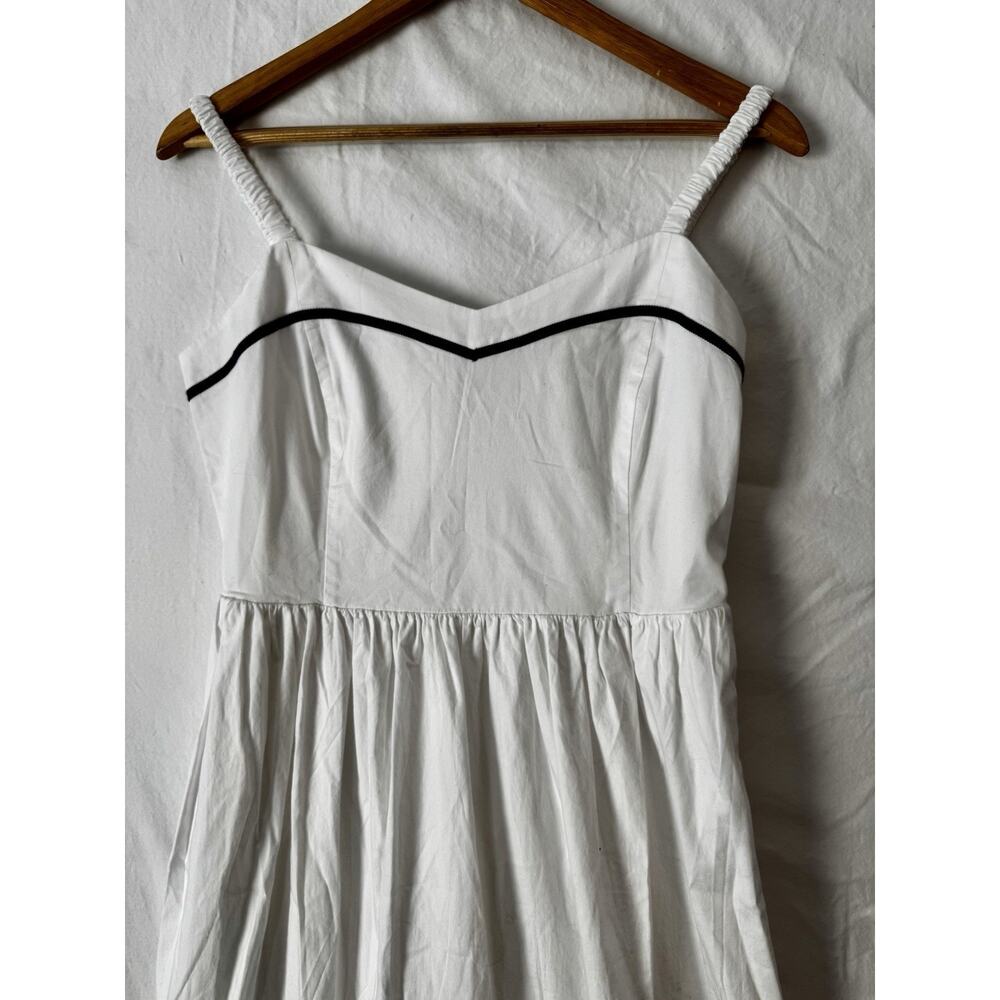 J Crew Corset Midi Dress Women’s 6 White Cotton Contrast Trim Spaghetti Straps - Picture 3 of 8